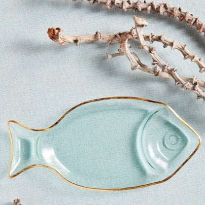 Clear Glass Fish Trinket Dish with Gold Rim - view 3
