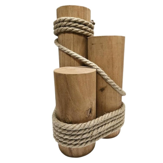 Rope-Bound Wooden Pier Post Accent - view 1