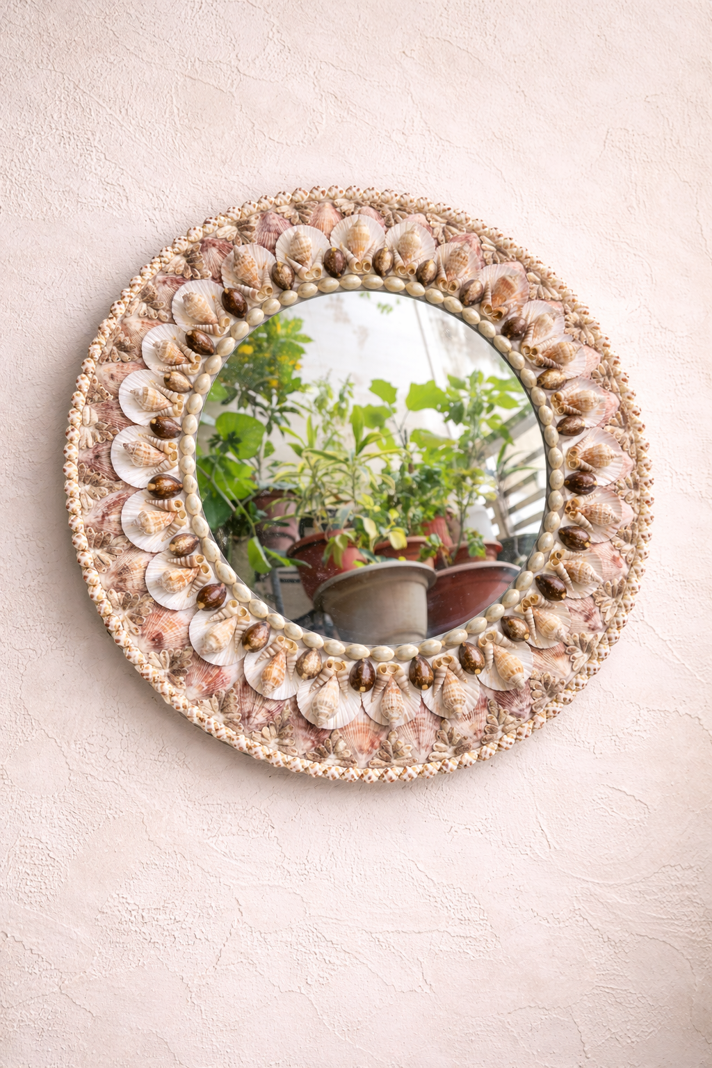 Round Natural Seashell Wall Mirror - view 2