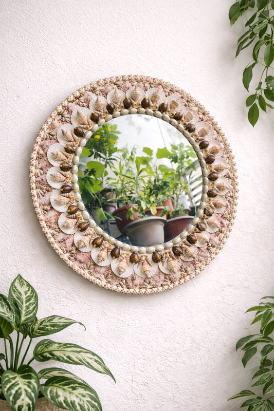 Round Natural Seashell Wall Mirror - view 1