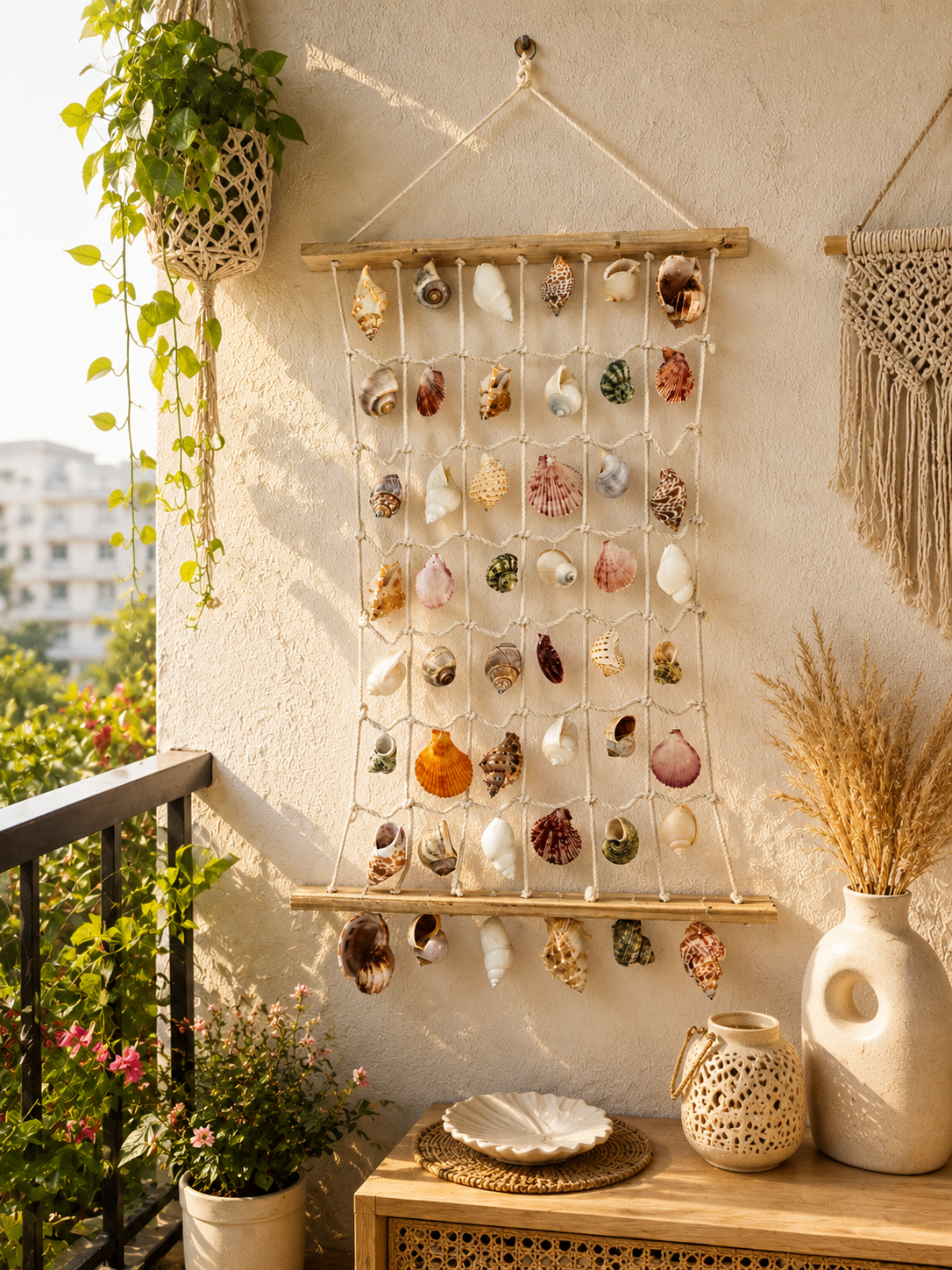 Natural Shell and Jute Net Wall Panel - view 2
