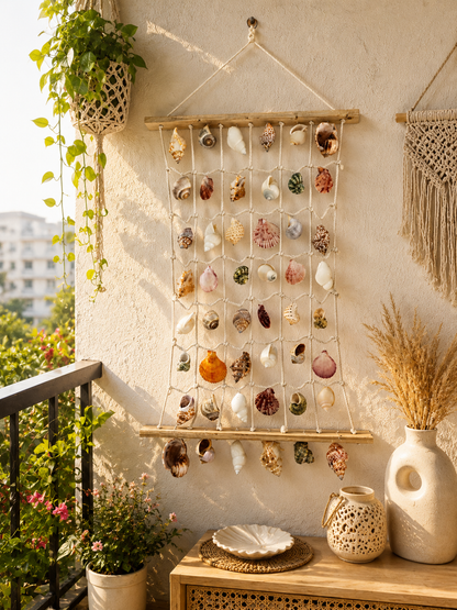 Natural Shell and Jute Net Wall Panel - view 2