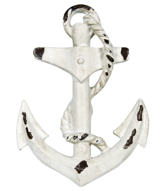 Distressed White Metal Anchor Cabinet Knob - view 1