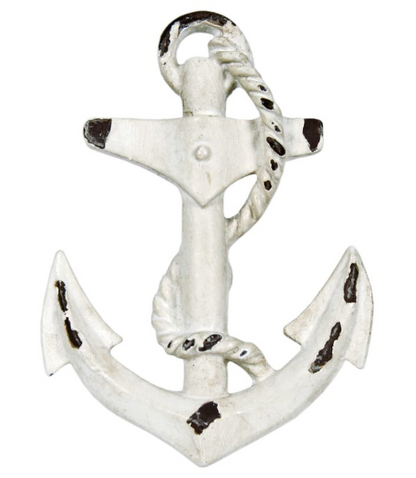 Distressed White Metal Anchor Cabinet Knob - view 1