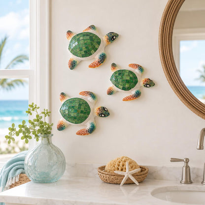 Green Mosaic Turtle Wall Trio - view 2