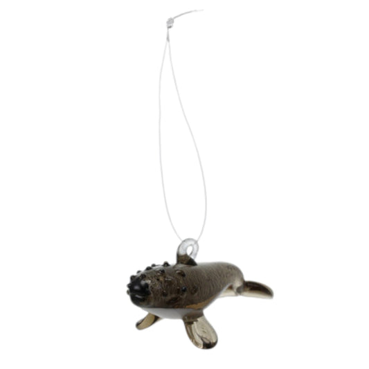 Brown Whale Glass Hanging Ornament - view 1